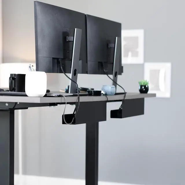 Alt view image 2 of 7 - VIVO Black Dual Under Desk 17" Cable Management Trays, Wire Organizers (2 Pack)