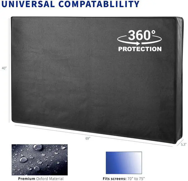 Alt view image 2 of 8 - Universal Outdoor Waterproof Weather Resistant Screen Cover for 70" to 75" TV