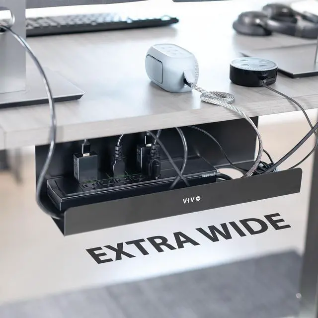 Alt view image 2 of 7 - VIVO Black Extra Deep Under Desk Cable Management Tray