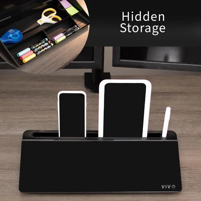 Alt view image 5 of 7 - VIVO Black Desktop Dry Erase Board w/ Hidden Storage, 16" x 7" Glass Whiteboard