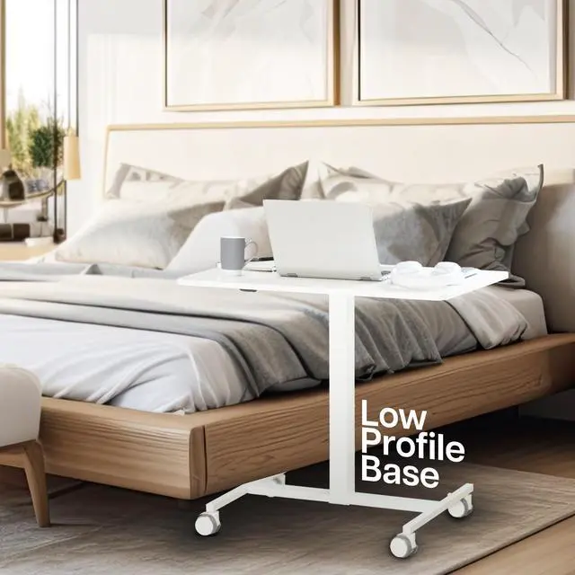 Alt view image 4 of 7 - VIVO White 28" Pneumatic Mobile Workstation Cart, Sit-Stand Laptop Desk