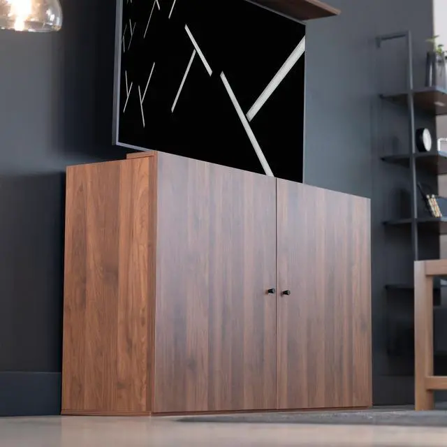 Alt view image 2 of 7 - VIVO Walnut TV Cabinet for Motorized Vertical Lift Television Stands, Holds 32 to 55 inch TVs up to 44 lbs, CASE-EUP1WN