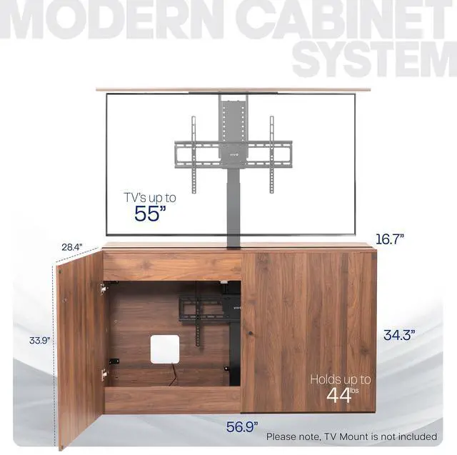 Alt view image 3 of 7 - VIVO Walnut TV Cabinet for Motorized Vertical Lift Television Stands, Holds 32 to 55 inch TVs up to 44 lbs, CASE-EUP1WN