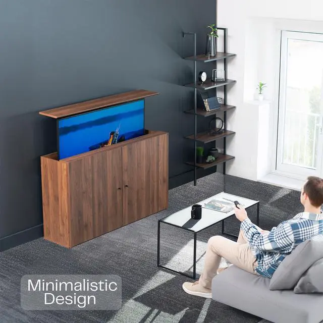 Alt view image 5 of 7 - VIVO Walnut TV Cabinet for Motorized Vertical Lift Television Stands, Holds 32 to 55 inch TVs up to 44 lbs, CASE-EUP1WN