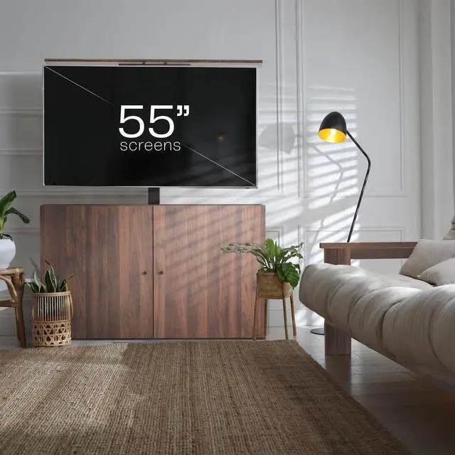 Alt view image 4 of 7 - VIVO Walnut TV Cabinet for Motorized Vertical Lift Television Stands, Holds 32 to 55 inch TVs up to 44 lbs, CASE-EUP1WN