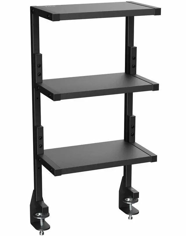 Main image of VIVO Black Clamp-on 13" Above or Below Desk 3-Tier Shelving Unit, Desk Organizer