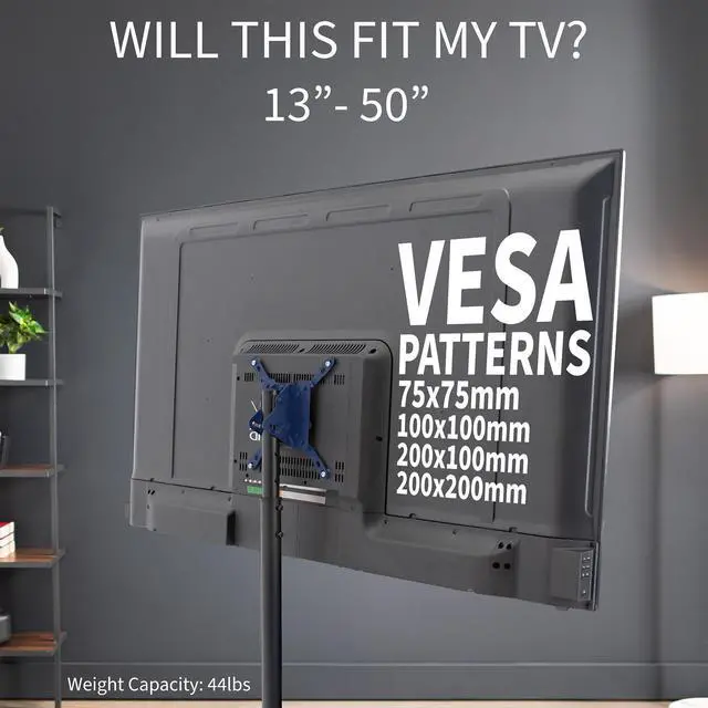 Alt view image 5 of 7 - VIVO TV Display 13" to 50" Floor Stand, Height Adjustable Mount for Flat Screen