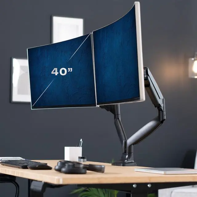 Alt view image 2 of 7 - VIVO Dual Ultrawide 40" Computer Monitor Desk Mount with Pneumatic Spring Arms