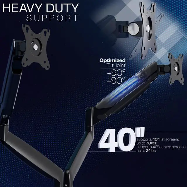 Alt view image 5 of 7 - VIVO Dual Ultrawide 40" Computer Monitor Desk Mount with Pneumatic Spring Arms
