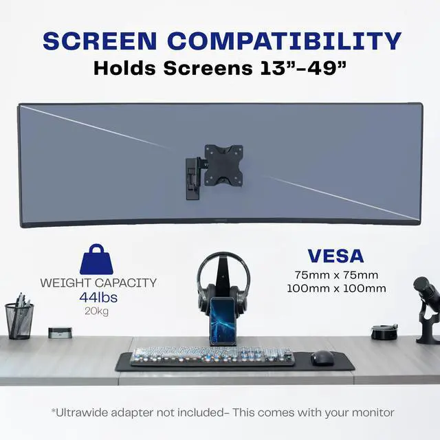 Alt view image 4 of 8 - VIVO Full Motion Wall Mount for 13" to 27" LCD LED TV & Computer Monitor Screens | Tilt and Swivel Bracket (MOUNT-VW01M)