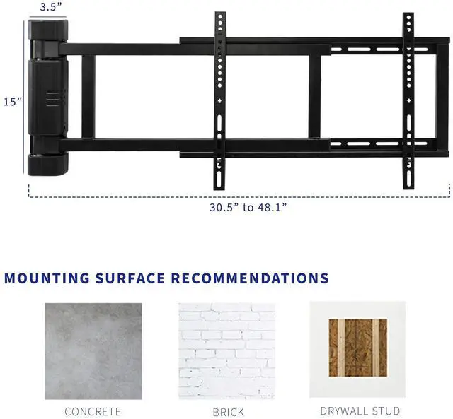 Alt view image 4 of 7 - VIVO Steel Low Profile Electric Swing TV Wall Mount for 32 to 75 LCD LED Screens, Motorized TV Bracket (MOUNT-E-WM075)