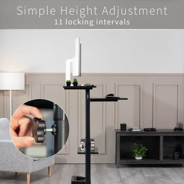 Alt view image 5 of 7 - VIVO Black Mobile Height Adjustable Stand Up Desk Workstation Presentation Cart