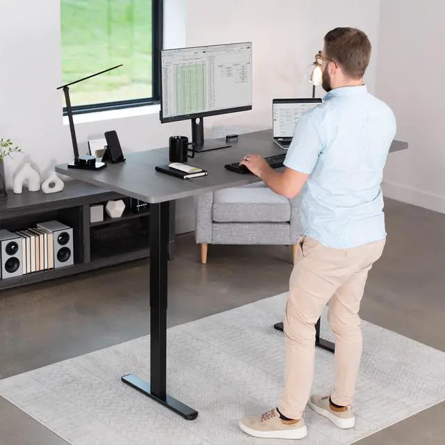 Alt view image 4 of 7 - VIVO Electric 71 x 30 Stand Up Desk Workstation, Dark Gray Top, Black Frame