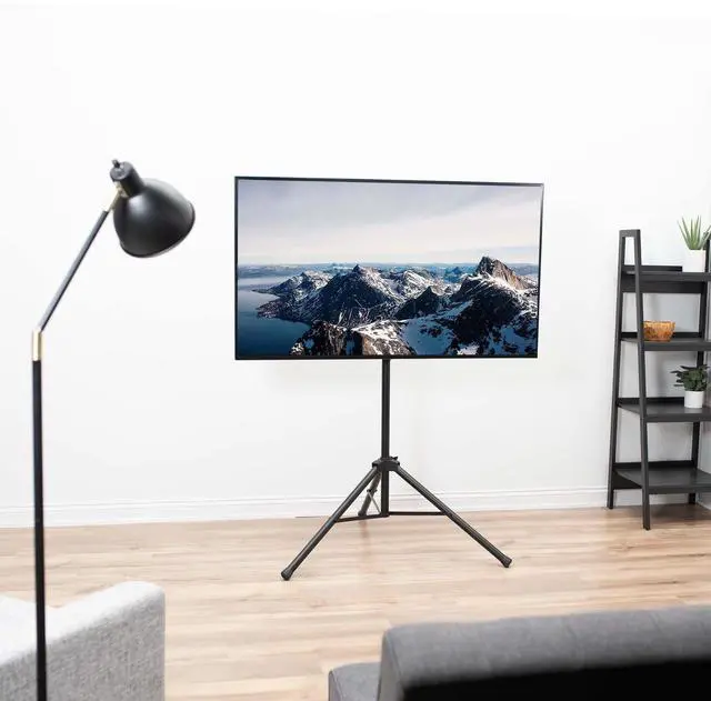 Alt view image 2 of 8 - VIVO Black Tripod 32" to 55" LCD LED Flat Screen TV Display Floor Stand | Portable Height Adjustable Mount (STAND-TV55T)