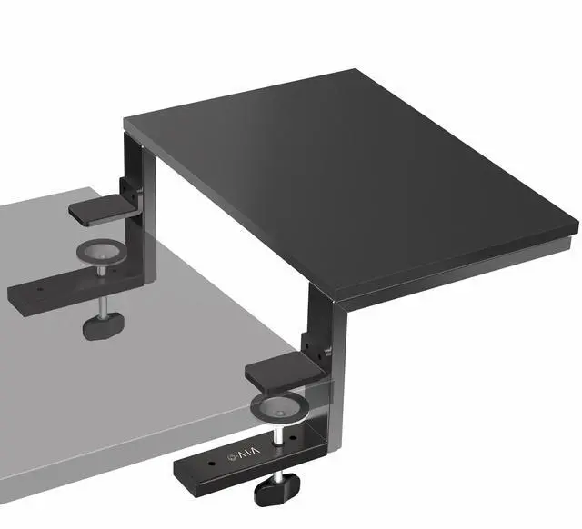 Main image of VIVO Black 15" Clamp-on Desk Extension Shelf for Monitor, Laptop, Printer