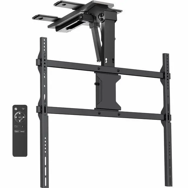 Main image of VIVO Black Electric Flip Down Ceiling TV Mount for 37 to 86 inch Screens
