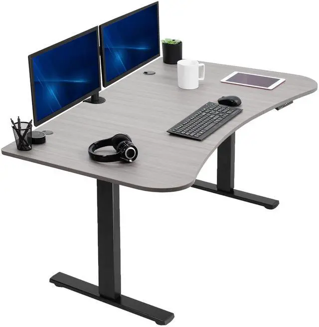 Main image of VIVO Electric 63 x 32 Standup Desk, Dark Gray Table Top, Black Frame