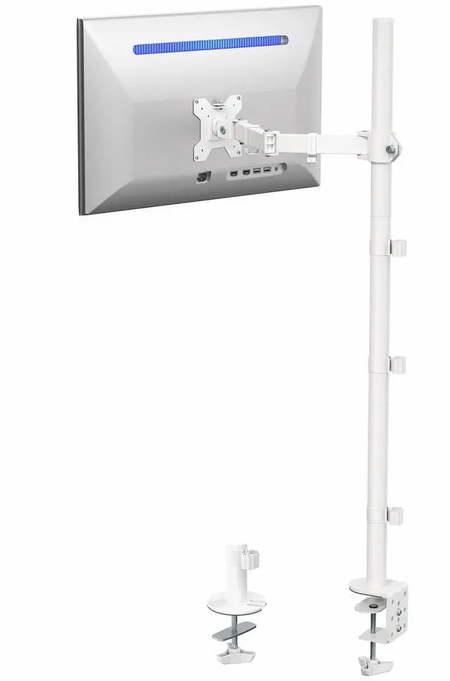 Main image of VIVO White Single Monitor Tall Adjustable Mount, Fits Computer Screens up to 27"
