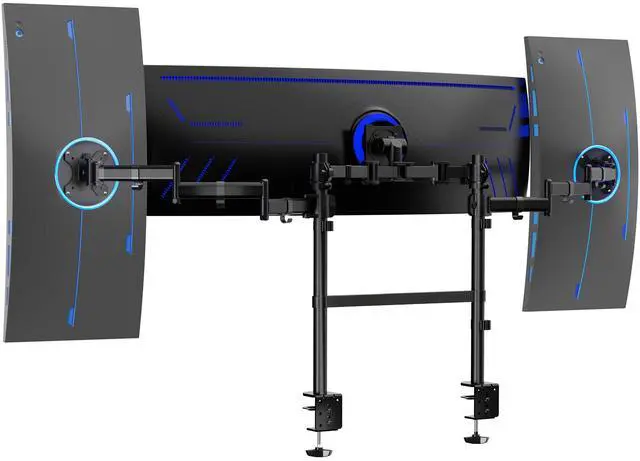 Main image of VIVO Triple Ultrawide Monitor Desk Mount, 2 Poles, Up to 49" Screens