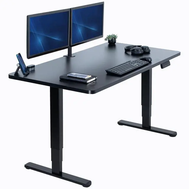 Main image of VIVO Electric 55" x 28" Stand Up Desk, Black Table Top, Black Frame