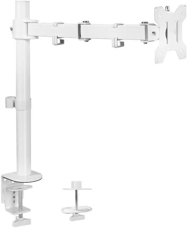 Main image of VIVO White Single Adjustable Monitor Desk Mount for 1 Computer Screen up to 38"
