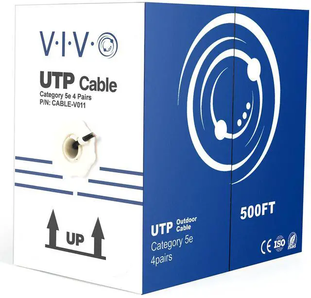 Main image of VIVO 500ft bulk Cat5e LAN Ethernet Cable UTP Cat-5e Waterproof Outdoor Burial