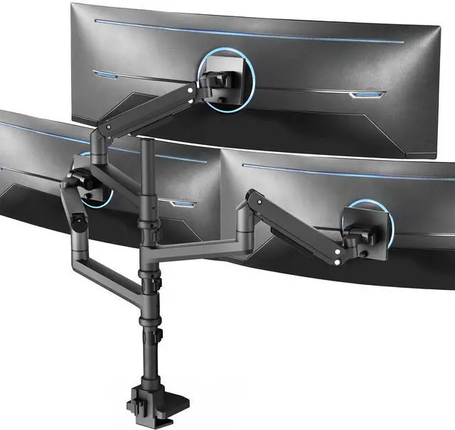 Main image of VIVO Pneumatic Triple Ultrawide Computer Monitor Desk Mount for Screens upto 49"