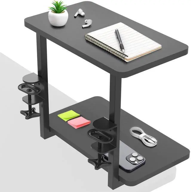 Main image of VIVO Black 16" Clamp-on Flexible Shelving Unit Organizer for Desk Accessories
