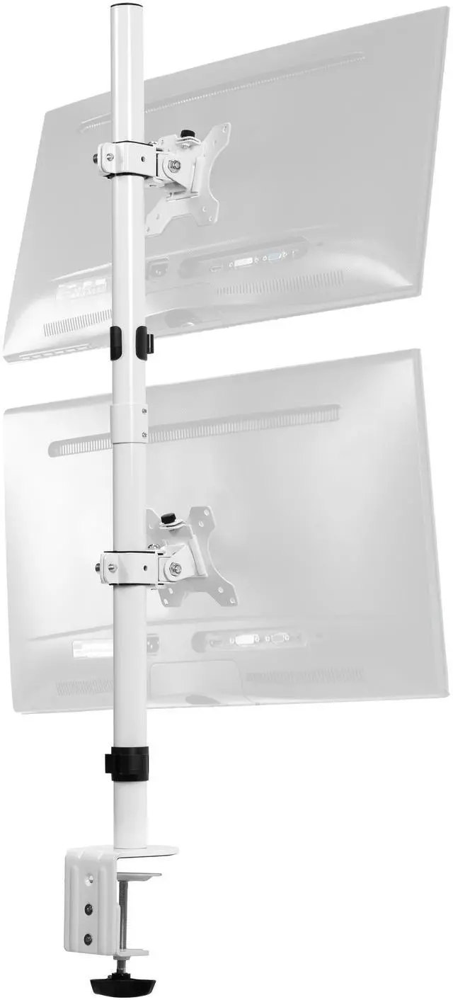 Main image of White Dual LCD Monitor Desk Mount Stand, Stacked Vertical 2 Screens up to 34"
