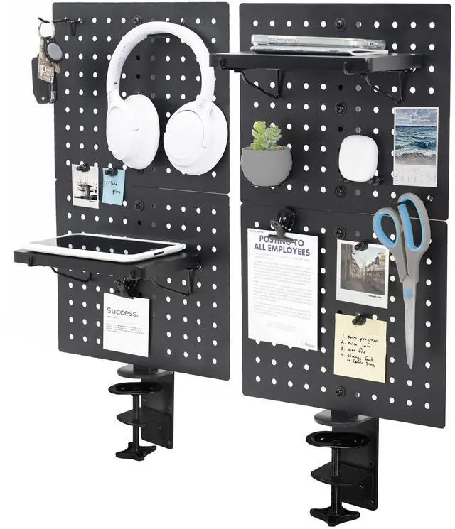 Main image of VIVO Steel Clamp-on 24" x 20" Desktop Pegboard (x2), Magnetic Privacy Panel