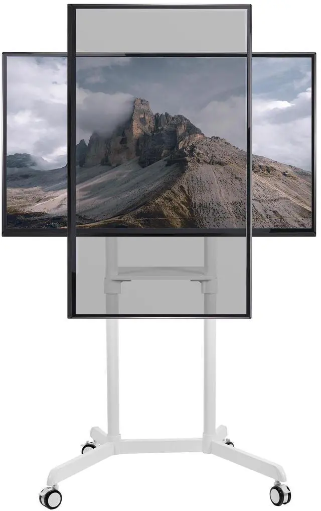 Main image of VIVO White Mobile Portrait to Landscape TV Cart for 32" to 88" Flat Screens