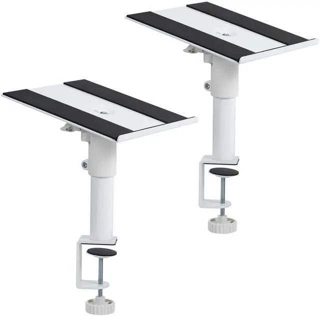 Main image of VIVO Universal White Steel Clamp-on Desk / Table Speaker Stands, 2 Pack