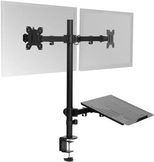 Main image of VIVO Dual 13" to 27" Monitor Mount with Laptop Holder, Tall Adjustable Stand