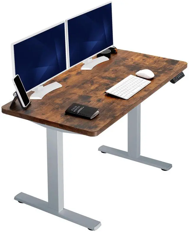 Main image of VIVO Electric 43 x 24 Stand Up Desk | Rustic Vintage Brown Table Top, Gray Frame