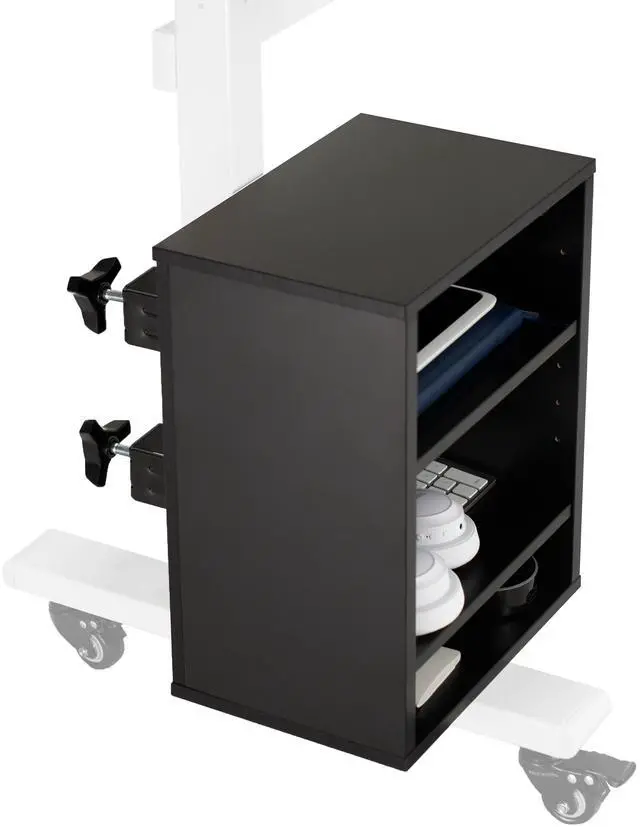 Main image of VIVO Black Clamp-on Desk Leg Shelving Unit, Multi-Level Storage Shelves