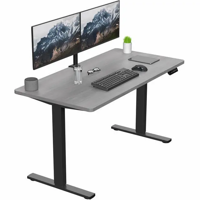 Main image of VIVO Electric 55 x 28 Stand Up Desk, Dark Gray Table Top, Black Frame