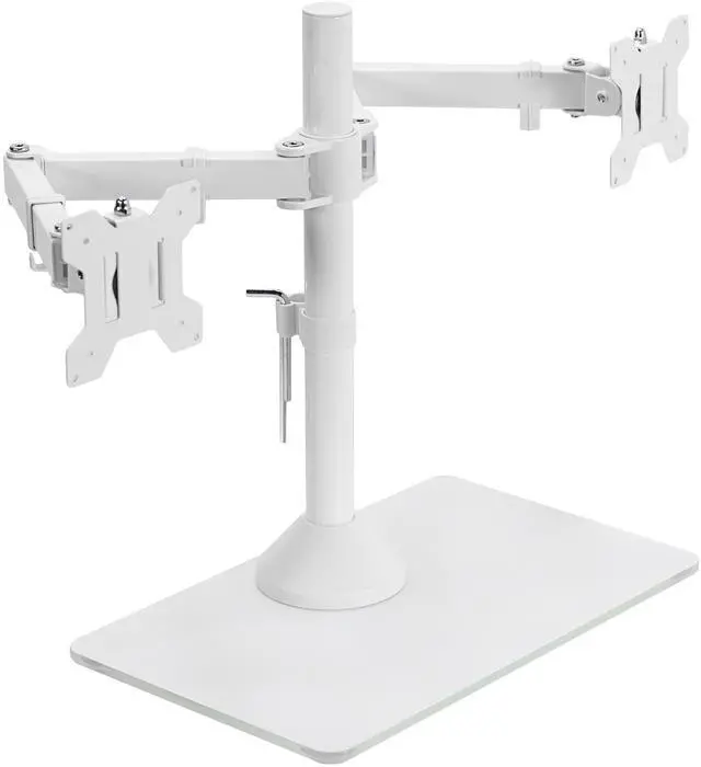 Main image of VIVO White Dual Monitor Adjustable Mount w/ Glass Base, Fits 2 Screens up to 32"
