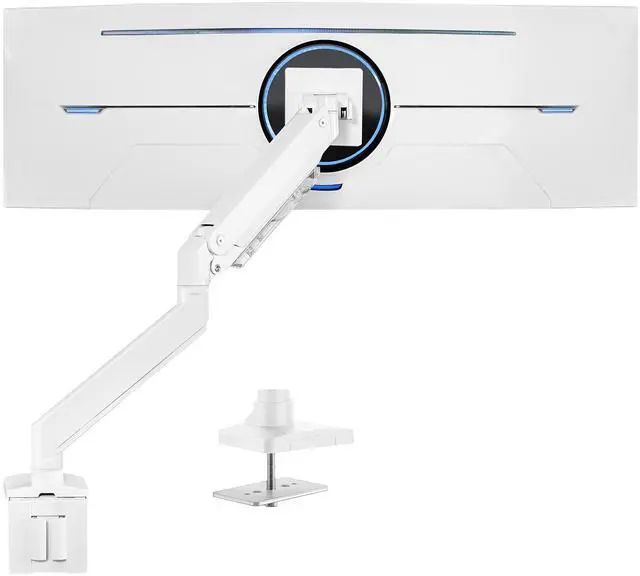 Main image of VIVO White Single Pneumatic Monitor Desk Mount, Fits Ultrawides up to 49"