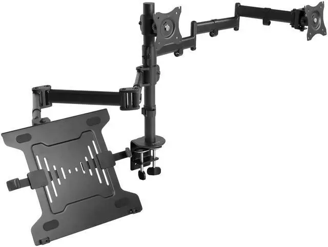 Main image of VIVO Dual 13" to 27" Monitor Mount with Laptop Holder, Horizontal Screen Display