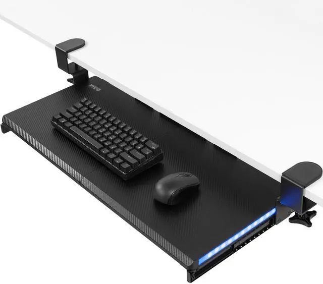 Main image of VIVO Black Clamp-on Under Desk Gaming Split Keyboard Tray with RGB Lights