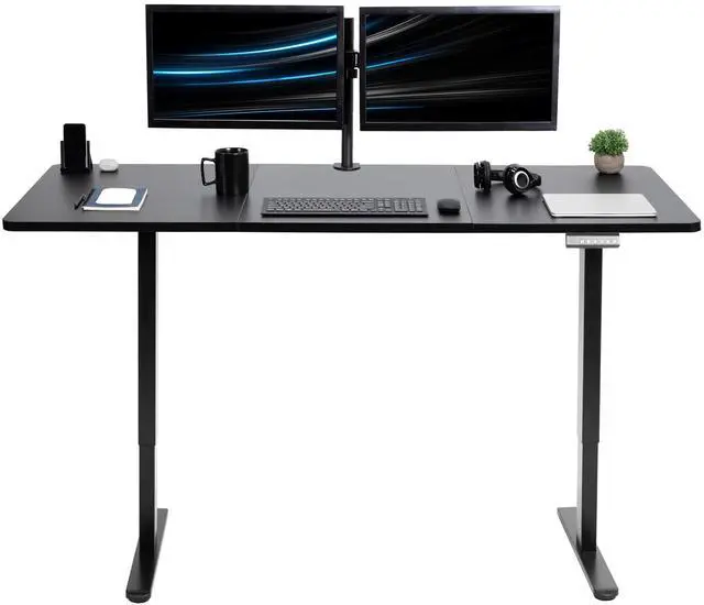 Main image of VIVO Electric Dual Motor 71 x 30 Standing Desk, Black Top, Black Frame
