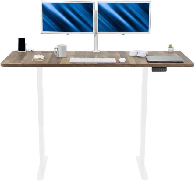 Main image of VIVO Electric Dual Motor 71 x 30 Standup Desk, Reclaimed Wood Top, White Frame