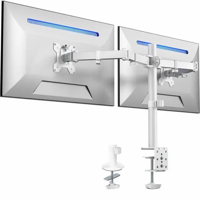 Main image of VIVO White Dual Monitor Desk Mount Adjustable Stand, Fits Screens up to 32"