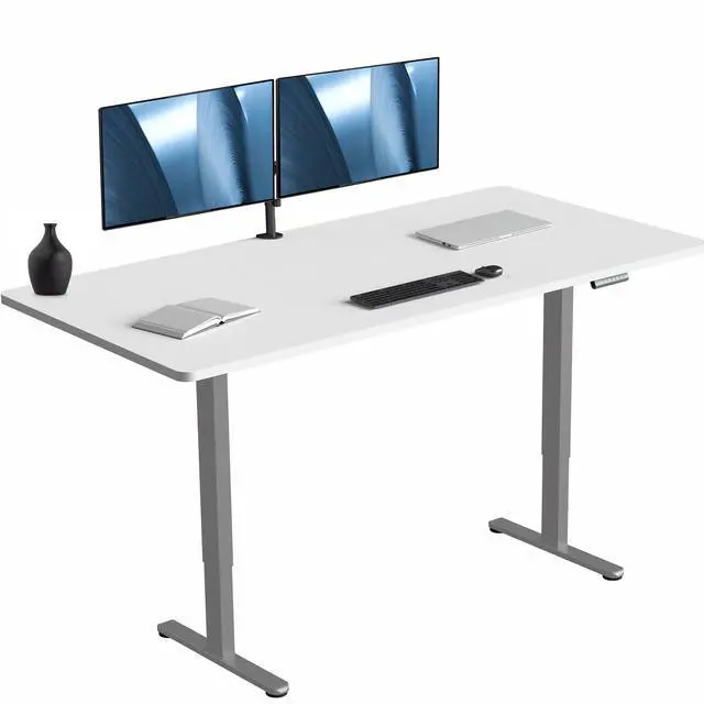 Main image of VIVO Electric Dual Motor 71 x 36 Standing Desk, White Top, Gray Frame