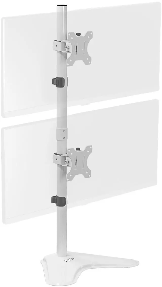 Main image of VIVO White Dual LCD Monitor Vertical Stand Mount, Fits 2 Ultrawides up to 34"
