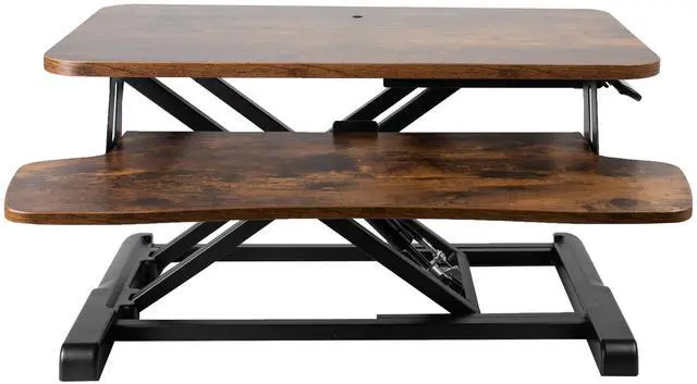 Main image of VIVO Rustic Vintage Brown 26" Height Adjustable Standing Desk Riser Sit to Stand