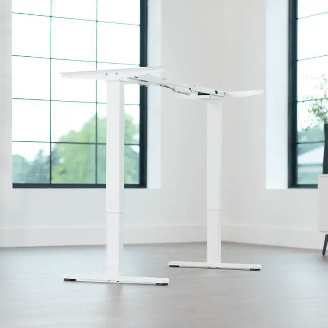 Alt view image 2 of 7 - VIVO White Electric Dual Motor Standing Desk Frame, Height Adjustable Legs
