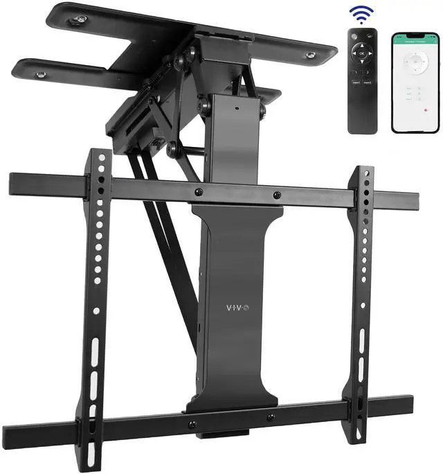 Main image of VIVO Black Electric Swivel Flip Down Ceiling TV Mount for 32" to 70" Screen