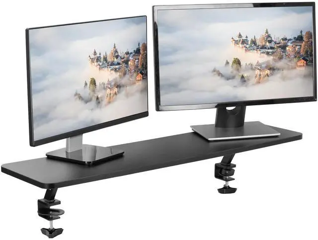 Main image of VIVO Black Clamp-on Large 40" Desk Shelf | Monitor Laptop Riser Desk Organizer