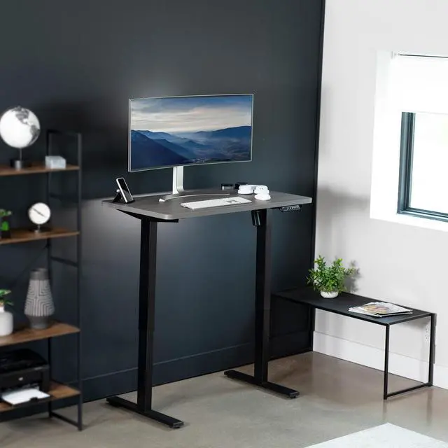 Alt view image 2 of 7 - VIVO Electric 43 x 24 Stand Up Desk | Dark Gray Table Top, Black Frame